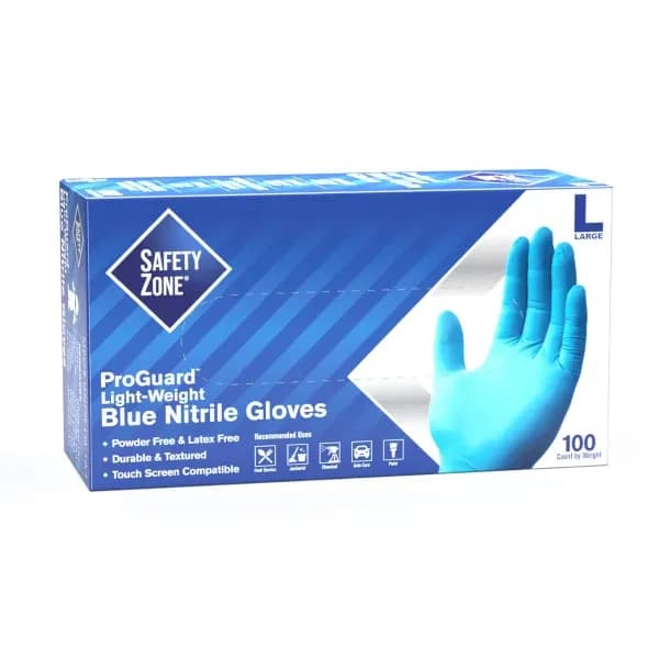 General Electric GNPR-LG-1A Impact Large Powder Free Blue Nitrile Disposable Gloves | Box of 100