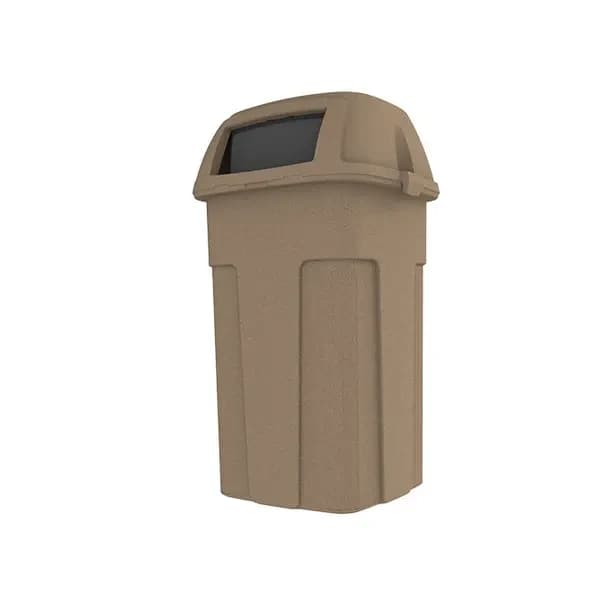 General Electric SHL50-90715 Toter 50 Gallon Slimline Sandstone Square Trash Container with Hinged Dome Lid