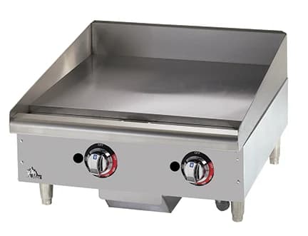 Star 624TF Star-Max® Series Gas Countertop Griddle 24 Inch Wide Thermostatic Control Rectangle Polished Steel 1 Inch Thick Plate Medium-Duty — Propane, 56600 BTU