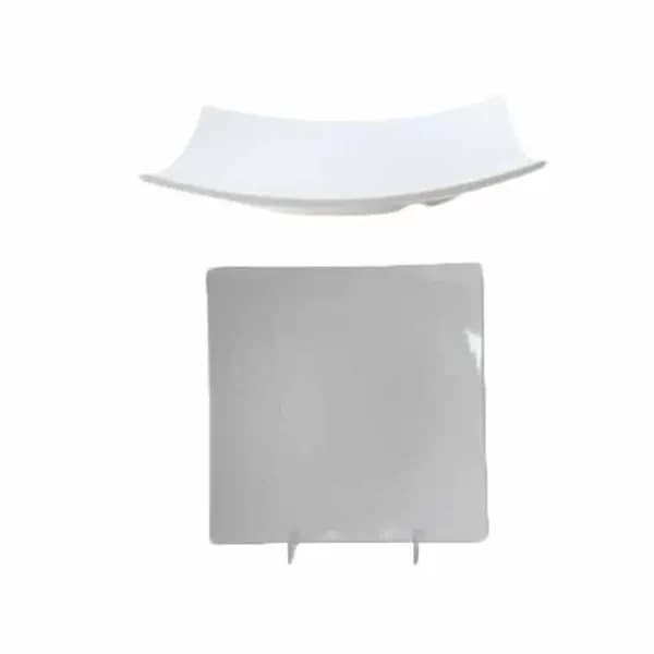 Thunder Group 24010WT Classic White 10" x 10" Square Melamine Flare Plate | Case of 12