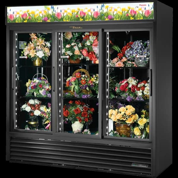 True GDM-69FC-HC-LD Curved Glass Merchandiser, 69 cu.ft., LED