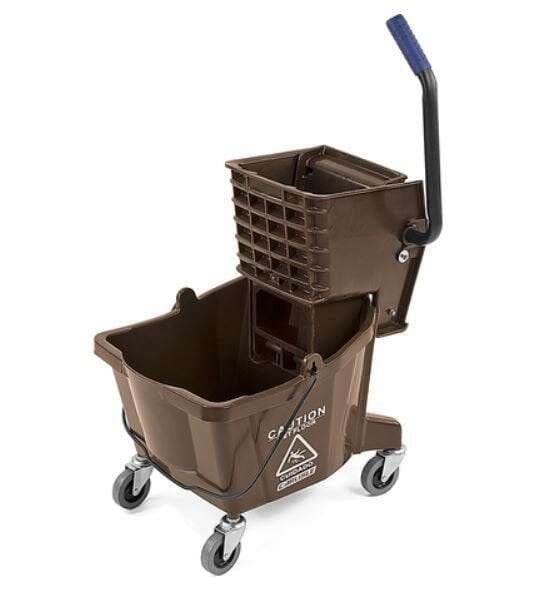 MOP BUCKET, SIDE-PRESS WRINGER, 26 QT, BROWN, COMMERCIAL