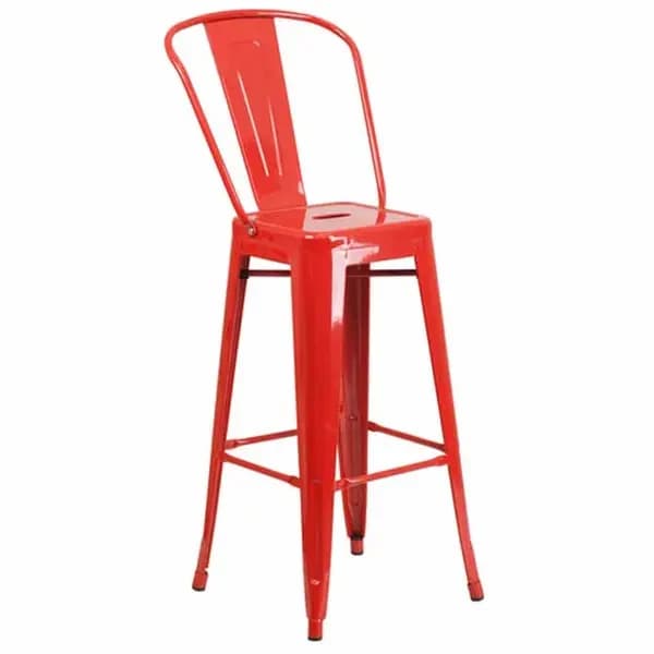 Flash Furniture CH-31320-30GB-RED-GG Red Galvanized Steel Bar Stool — view 2