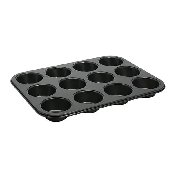 Winco AMF-12NS 2-3/4" Diameter 12-Cup Carbon Steel Non-Stick Muffin Pan
