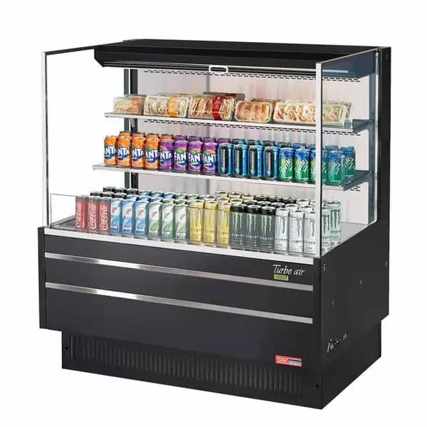 Turbo Air TOM-48L-UF-B-3S-N Black Horizontal Open Display Case Merchandiser 46-3/4"W