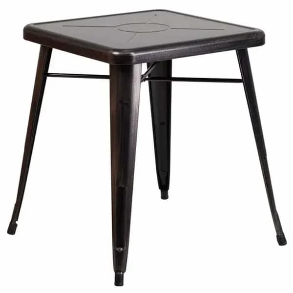 Flash Furniture CH-31330-29-BQ-GG 23-3/4" Square Dining Height Galvanized Steel Black and Antique Gold Table