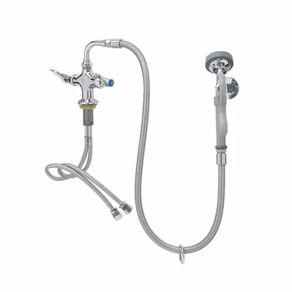 T&S Brass B-0160 T&S Single Hole Deck Mount Pre-Rinse Faucet with 44" Hose Spray Assembly with Spray Hose