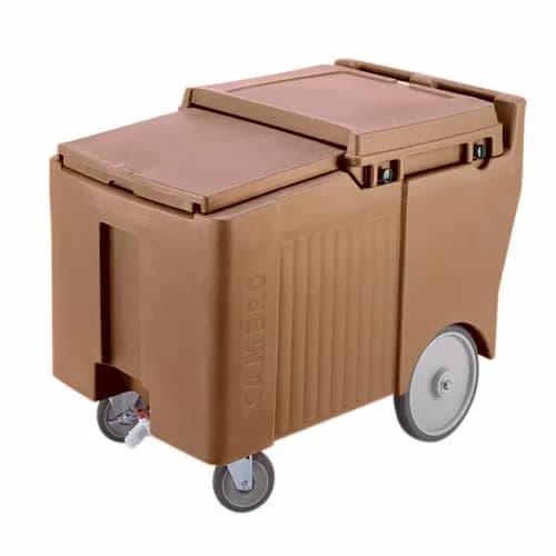 Cambro ICS175LB157 Slidinglid 175 Lb. Coffee Beige Mobile Ice Caddy