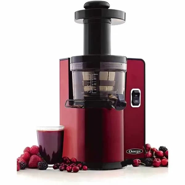 Omega VSJ843QR Cold Press Red Vertical Low Speed Juicer with Square Body — view 2