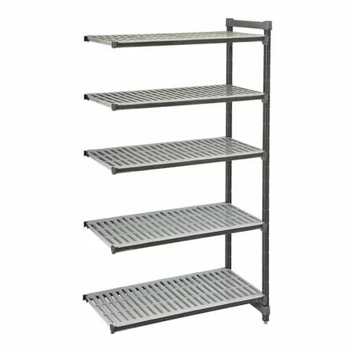Cambro EA244872V5580 Camshelving 5-Shelf Polypropylene Brushed Graphite Add-On Shelving Unit 48"W X 24"D X 72"H