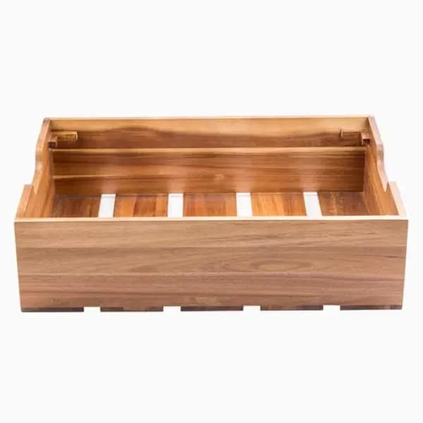 Tablecraft 300100 Full Size Acacia Wood Display Crate 7-3/8" Deep