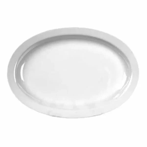 Thunder Group NS516W NuStone White 15-1/2" x 10-7/8" Oval Melamine Platter | Case of 12