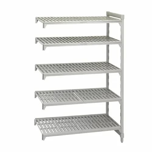 Cambro CPA186084V5PKG Camshelving 5-Shelf Polypropylene-Covered Steel Posts Speckled Gray Shelving Kit 60"W X 18"D X 84"H