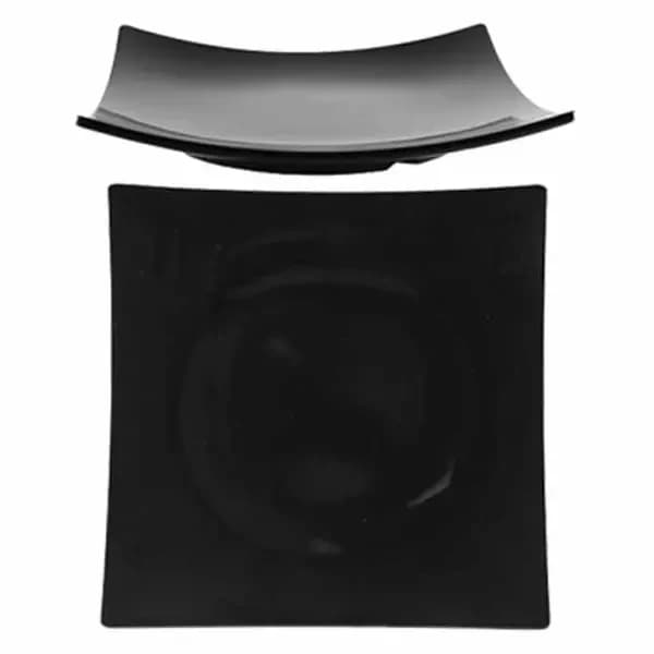 Thunder Group 24012BK Classic Black 12-3/8" x 12-3/8" Square Melamine Flare Plate | Case of 12