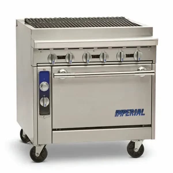 Imperial IHR-RB-XB Liquid Propane Range with 36" Charbroiler-Storage Base 36"W