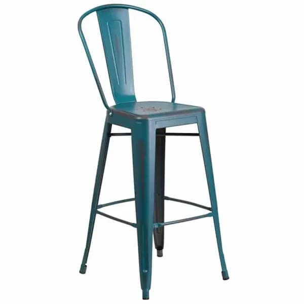 Flash Furniture ET-3534-30-KB-GG Kelly Blue Galvanized Steel Bar Stool