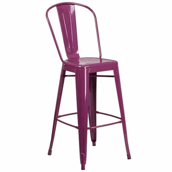 Flash Furniture ET-3534-30-PUR-GG Purple Galvanized Steel Bar Stool