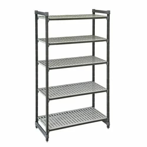 Cambro ESU216084V5580 Camshelving 5-Shelf Polypropylene Brushed Graphite Shelving Kit 60"W X 21"D X 84"H