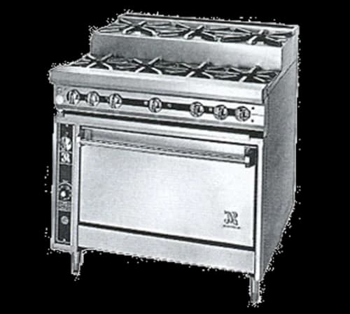 General Electric JTRHE-4-3-36 Jade Range Titan™ Heavy Duty Range, Gas, 36", (4) 30,000 Total BTUs Open Burners, (3) 30,000 Total BTUs Step-Up Burners, Standard Oven – Natural Gas, 185000 Total BTUs