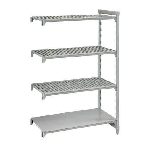 Cambro CPA184264V4480 Camshelving 4-Shelf Polypropylene-Covered Steel Posts Speckled Gray Shelving Kit 42"W X 18"D X 64"H