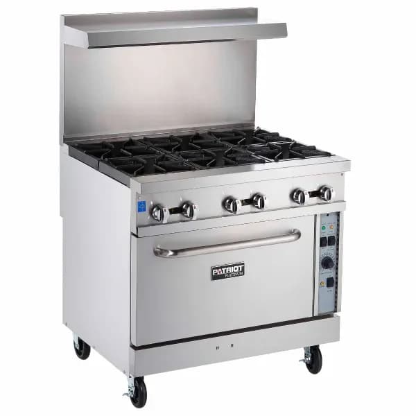 General Electric PT-RGR36C Patriot Platinum 6-Burner Natural Gas Range with Convection Oven 36"W