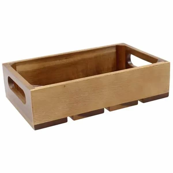 Tablecraft CRATE13 Third Size Brown Wood Display Crate 2-3/4" Deep
