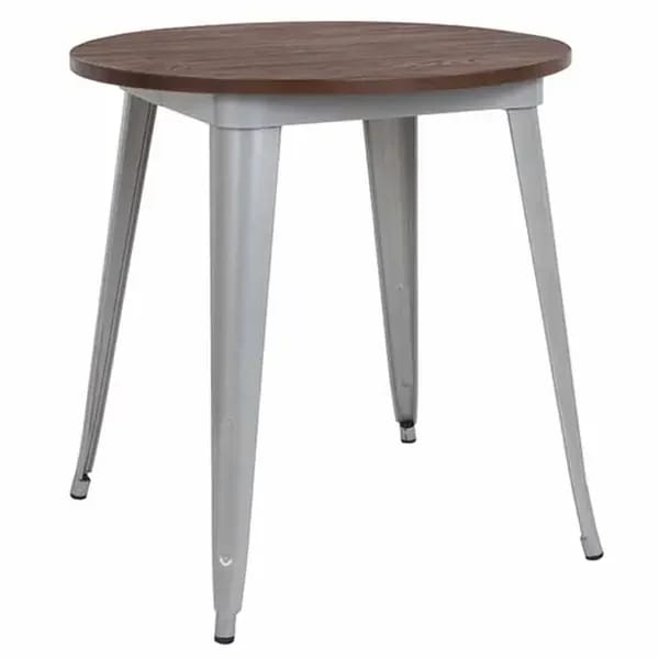 Flash Furniture CH-51090-29M1-SIL-GG 26" Round Dining Height Wood Black and Antique Gold Table — view 2