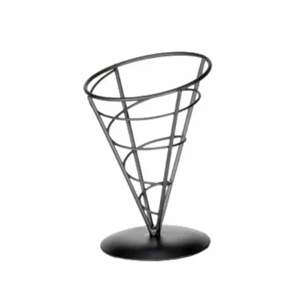Tablecraft AC57 Black Metal Vertigo Appetizer Cone 5" x 7" — view 1