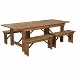 Flash Furniture XA-FARM-4-GG Folding Wood Farm Table Set with Two Benches — view 5