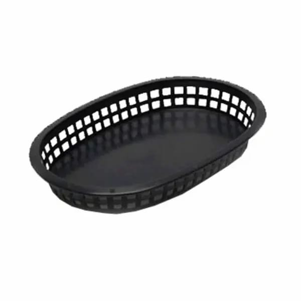 Tablecraft 1076BK Black Oval Chicago Platter Basket 10-1/2" x 7" x 1-1/2 | Case of 36 — view 1