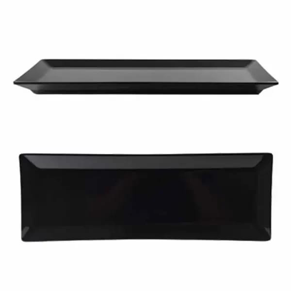 Thunder Group 29115BK Classic Black 15" x 5-1/4" Rectangular Melamine Plate | Case of 12 — view 1