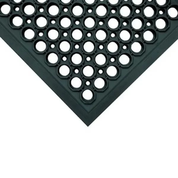 DRH110A 3' x 5' Black Anti-Fatigue Kitchen Floor Mat with Beveled Edges — view 1