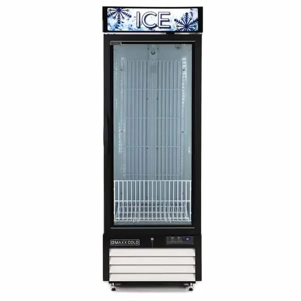 Maxx Cold MXM1-23FHC-ICE 23 cu. ft. White 1-Door Bagged Ice Freezer Merchandiser 27"W — view 1