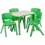 Flash Furniture YU-YCX-0013-2-RECT-TBL-RED-E-GG Red Preschool Activity Table Set with Six Chairs — view 6
