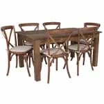 Flash Furniture XA-FARM-17-GG Pecan Wood Farm Table and Chair Set with Four Chairs — view 5