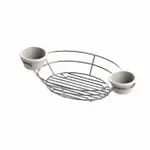 Tablecraft H711372BK Black Metal Meranda Oval Basket with Integrated Ramekins 13" x 7" x 2" — view 5