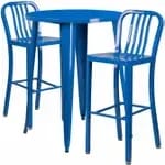 Flash Furniture CH-51090BH-2-30CAFE-BK-GG Black Metal Bar Stool and Table Set with Two Bar Stools — view 3