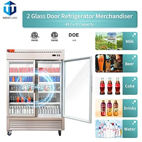 Westlake WKR-49BG Glass Door Merchandiser Refrigerator 2 Door 33-40°F — view 5