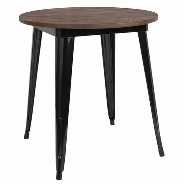 Flash Furniture CH-51090-29M1-BK-GG 26" Round Dining Height Wood Silver Table — view 2