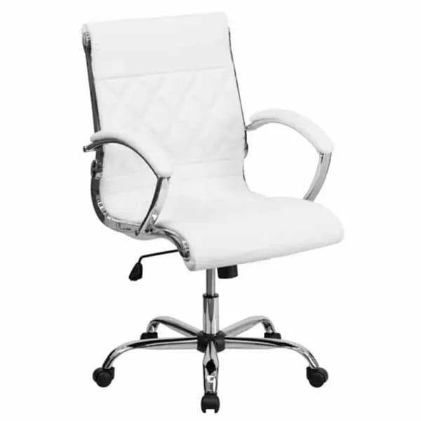 Flash Furniture GO-1297M-MID-WHITE-GG White Blended Leather Swivel Office Chair — view 2