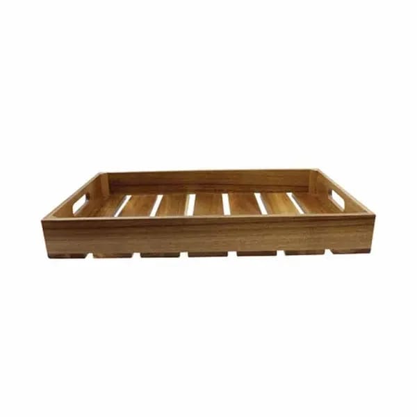 Tablecraft CRATE12 Half Size Brown Wood Display Crate 2-3/4" Deep — view 1