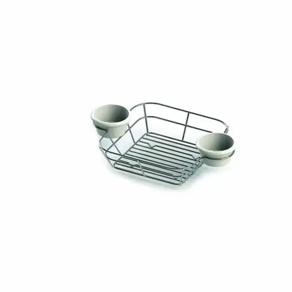 Tablecraft H711172BK Black Metal Meranda Square Basket with Integrated Ramekins 11" x 7" x 2 — view 1