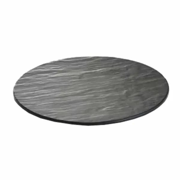 Tablecraft MG13 Frostone Black Slate Round Melamine Serving Tray 13" Diameter — view 1