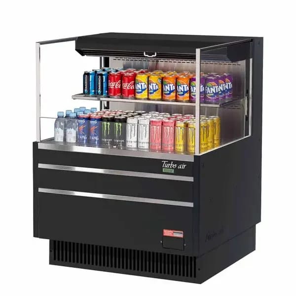 Turbo Air TOM-36L-UF-B-2S-N Black Horizontal Open Display Case Merchandiser 34-3/4"W — view 1