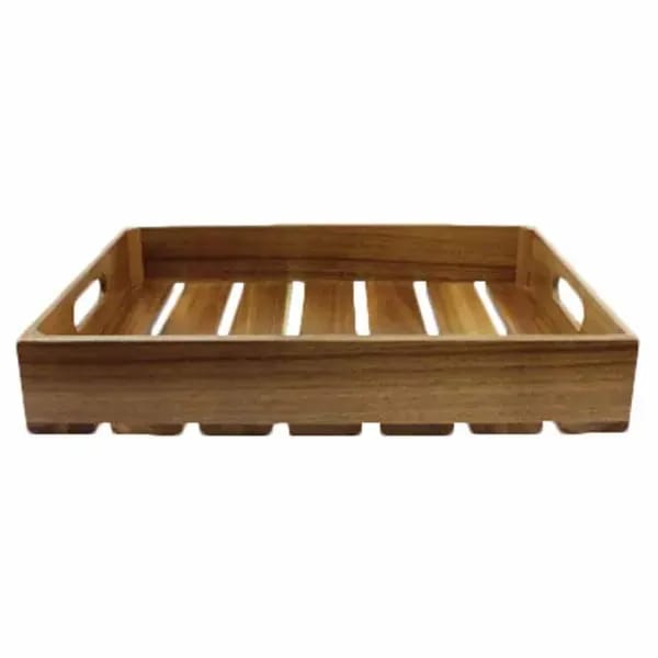 Tablecraft CRATE124 Half Size Brown Wood Display Crate 4-1/4" Deep — view 2