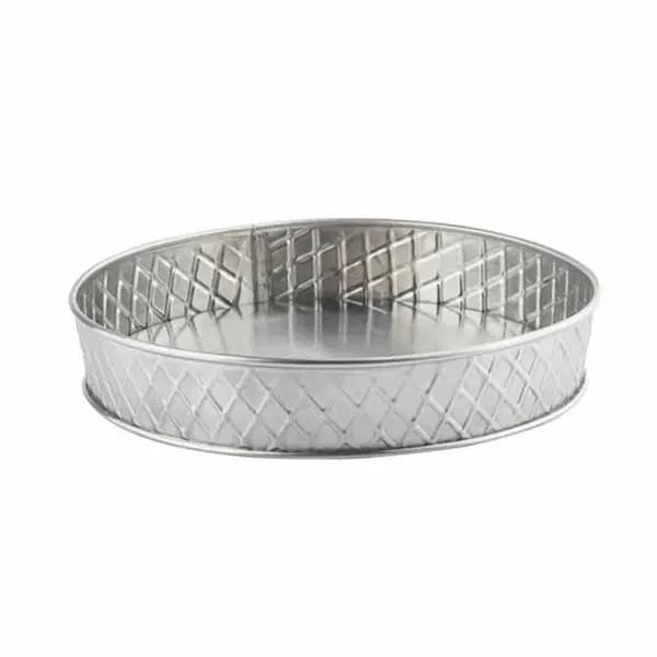 Tablecraft 10034 Lattice Stainless Steel Round Platter 8-1/8" Diameter x 1-1/2" — view 1