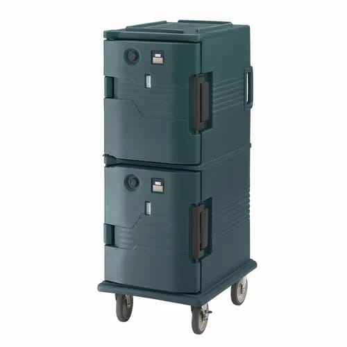 Cambro Ultra Camcart UPCH800192 2-Compartment Granite Green Heated Food Pan Carrier — view 1
