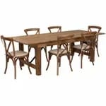 Flash Furniture XA-FARM-13-GG Pecan Wood Farm Table and Chair Set with Ten Chairs — view 5