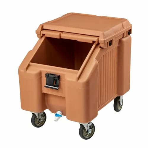 Cambro Slidinglid ICS100L157 100 Lb. Coffee Beige Mobile Ice Caddy — view 1