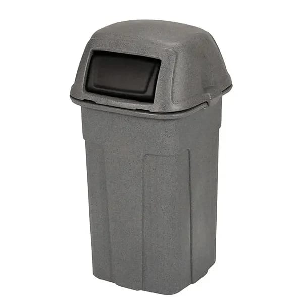 Toter SHL50-90763 50 Gallon Slimline Graystone Square Trash Container with Hinged Dome Lid — view 1